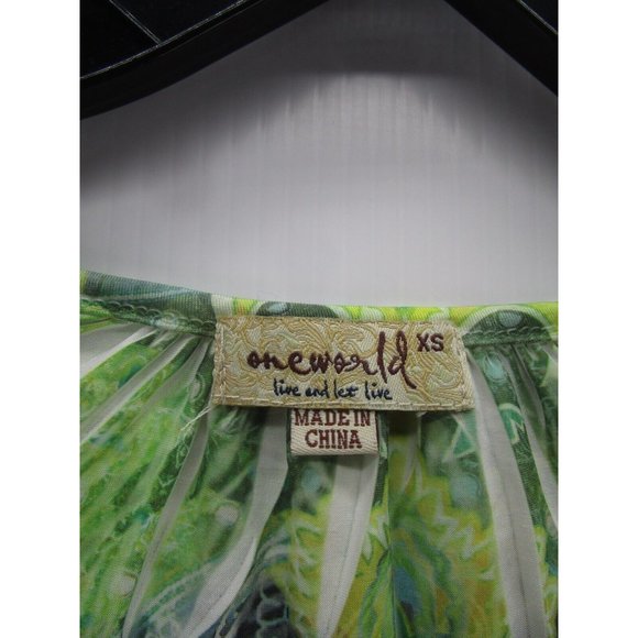 One World Blouse XS Pullover Top Floral Beaded Crochet Pleated Boho - Picture 8 of 10